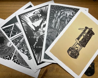 Pack of 5 Greetings Cards - A collection of greetings cards based on my original lino prints