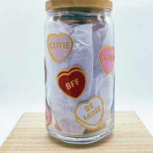 Valentine&#39;s Day Candy Hearts Beer Can Glass