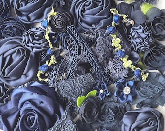 Navy blue embellishment pack, journaling, crazy quilting, scrapbooking, millinery (#113)