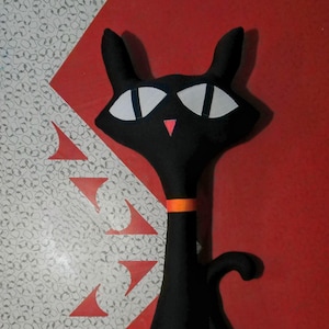Kooky Kat Plush, Mid Century Modern Cat Pillow, MCM Decor, Plush Cat, Atomic Retro Vintage Cat Decor