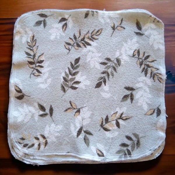 Reusable Tissues Washable Nose Wipes, Gray Leaf Theme Unpaper Zero Waste Eco Friendly Gift Under 10 Dollar Easter Basket Filler