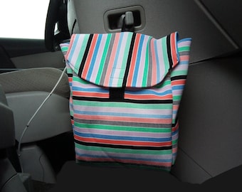 Elegante bolsa de basura para coche hecha con tela de poliéster vintage