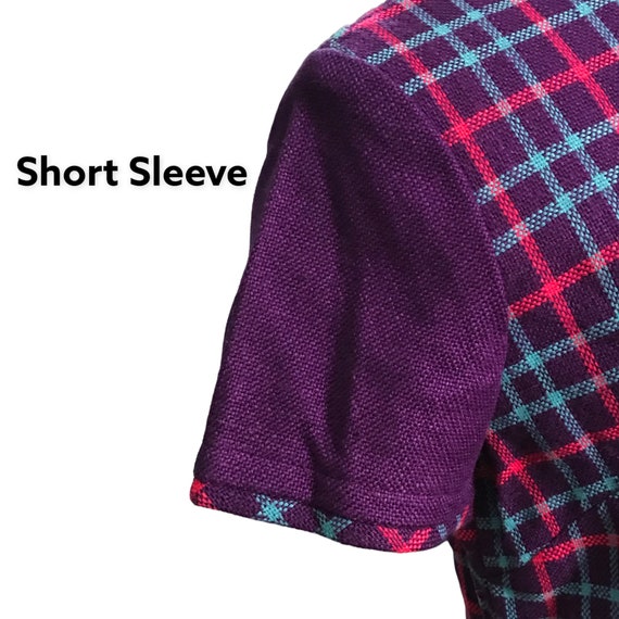 Purple Plaid Short Sleeve Vintage Dress, Misses S… - image 4