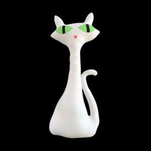 White Kooky Kat Mid Century Modern Cat Pillow