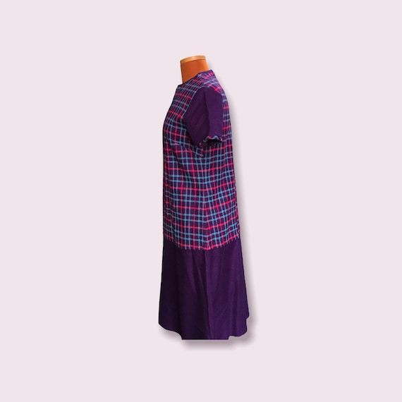 Purple Plaid Short Sleeve Vintage Dress, Misses S… - image 7