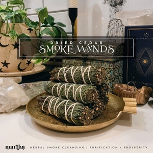 Dried Cedar Smoke Wands | Smoke Cleansing | 4&quot; Herbal Smoke Bundle | Home Cleanse | Energy Cleansing | Cleansing Rituals