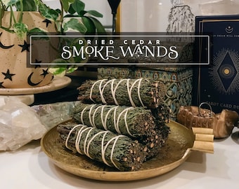 Dried Cedar Smoke Wands | Smoke Cleansing | 4" Herbal Smoke Bundle | Home Cleanse | Energy Cleansing | Cleansing Rituals