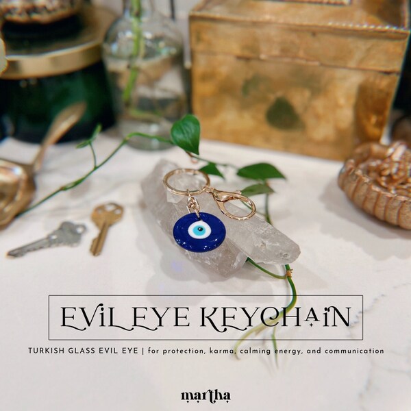 Evil Eye Keychain | Turkish Glass Evil Eye | Protection Talisman | Protection Charm | Spiritual Protection