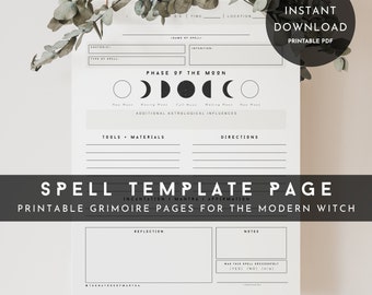 Spell Template 02 Printable PDF | Printable Grimoire Pages Book of Shadows | Blank Fill-in PDF | Instant Download | Modern Witchcraft