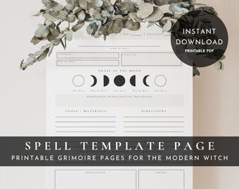 Spell Template 01 Printable PDF | Printable Grimoire Pages Book of Shadows | Blank Fill-in PDF | Instant Download | Modern Witchcraft