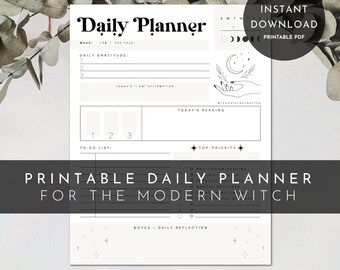 Modern Witch Daily Planner 01 | Printable Grimoire Pages | Book of Shadows | Planner Pages | Journal Pages | Fill-In Templates