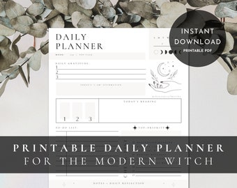 Modern Witch Daily Planner 02 | Printable Grimoire Pages | Book of Shadows | Planner Pages | Journal Pages | Fill-In Templates