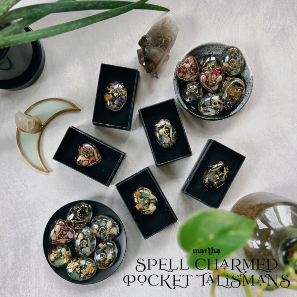 Spell Charmed Pocket Talismans | Intention Talismans | Resin Palm Stones | Handcrafted Talisman | Witchcraft | Spelled Charms | Pocket Stone