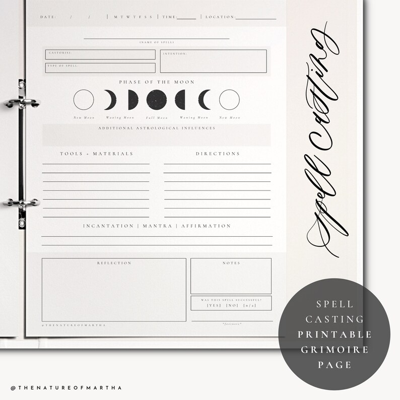Spell Template 01 Printable PDF Printable Grimoire Pages | Etsy
