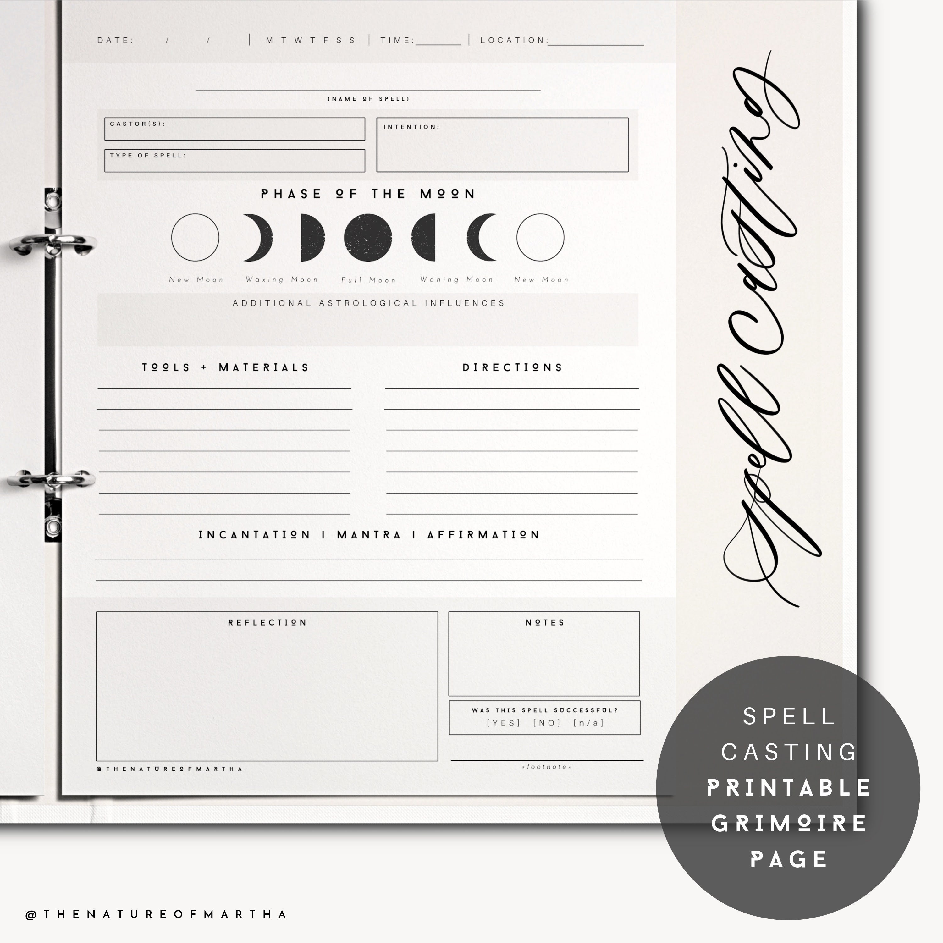 Printable Spell Template: Modern Witchcraft Grimoire Page (PDF) - Etsy