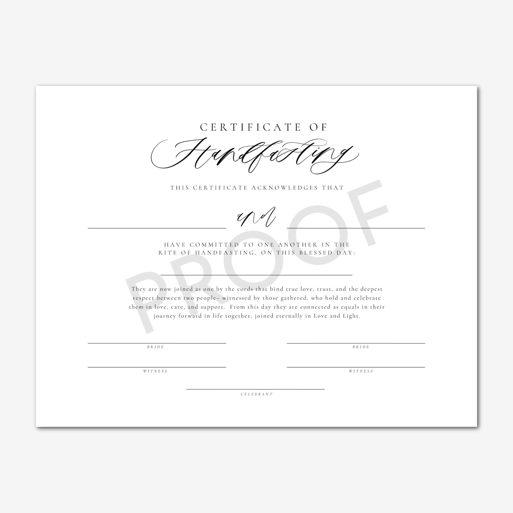 Printable Handfasting Certificate Option 2: LGBT Bride &amp; - Etsy