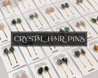 Healing Crystal Hair Pins | Gold Bobby Pins | Sets of 2 | Crystal Magic | Hair Magic