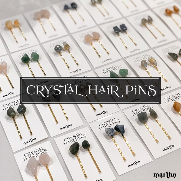 Healing Crystal Hair Pins | Gold Bobby Pins | Sets of 2 | Crystal Magic | Hair Magic