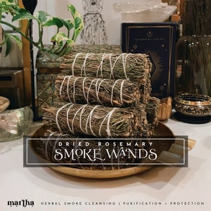 Dried Rosemary Smoke Wands | Smoke Cleansing | 4&quot; Herbal Smoke Bundle | Home Cleanse | Energy Cleansing | Cleansing Rituals