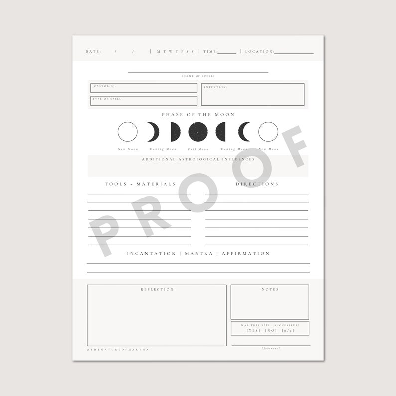 Spell Template 01 Printable PDF Printable Grimoire Pages Etsy