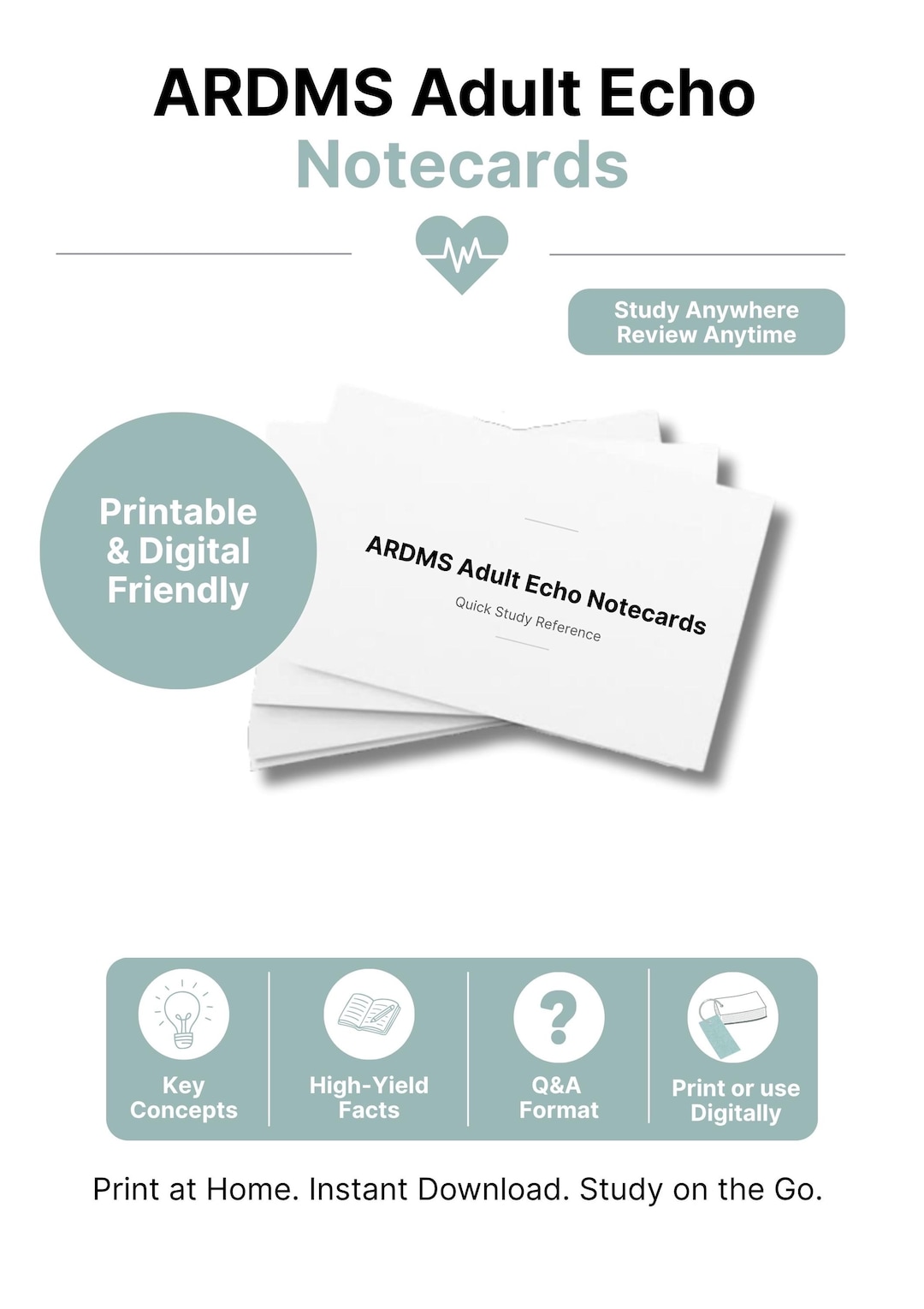 Printable Echo Cardio Notes.pdf Adult Echo Flashcards | ARDMS Registry Notecards | Printable ...