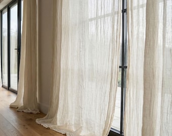 Cotton Gauze Curtain Panel: Sheer Boho Window Covering