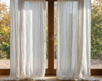 Extra Wide Gauze Curtains, 100% Softened Cotton, Boho Window Treatments