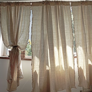Window Curtains/Home Gift/Hemp Curtains/Hemp Drapes/Sheer Drapes/Farmhouse Woven Curtains/59 inches Wide Hemp Curtain Panel