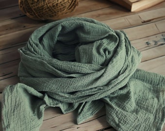 Oversized Cotton Gauze Scarf: Bohemian Style Wrap, Unisex Scarf