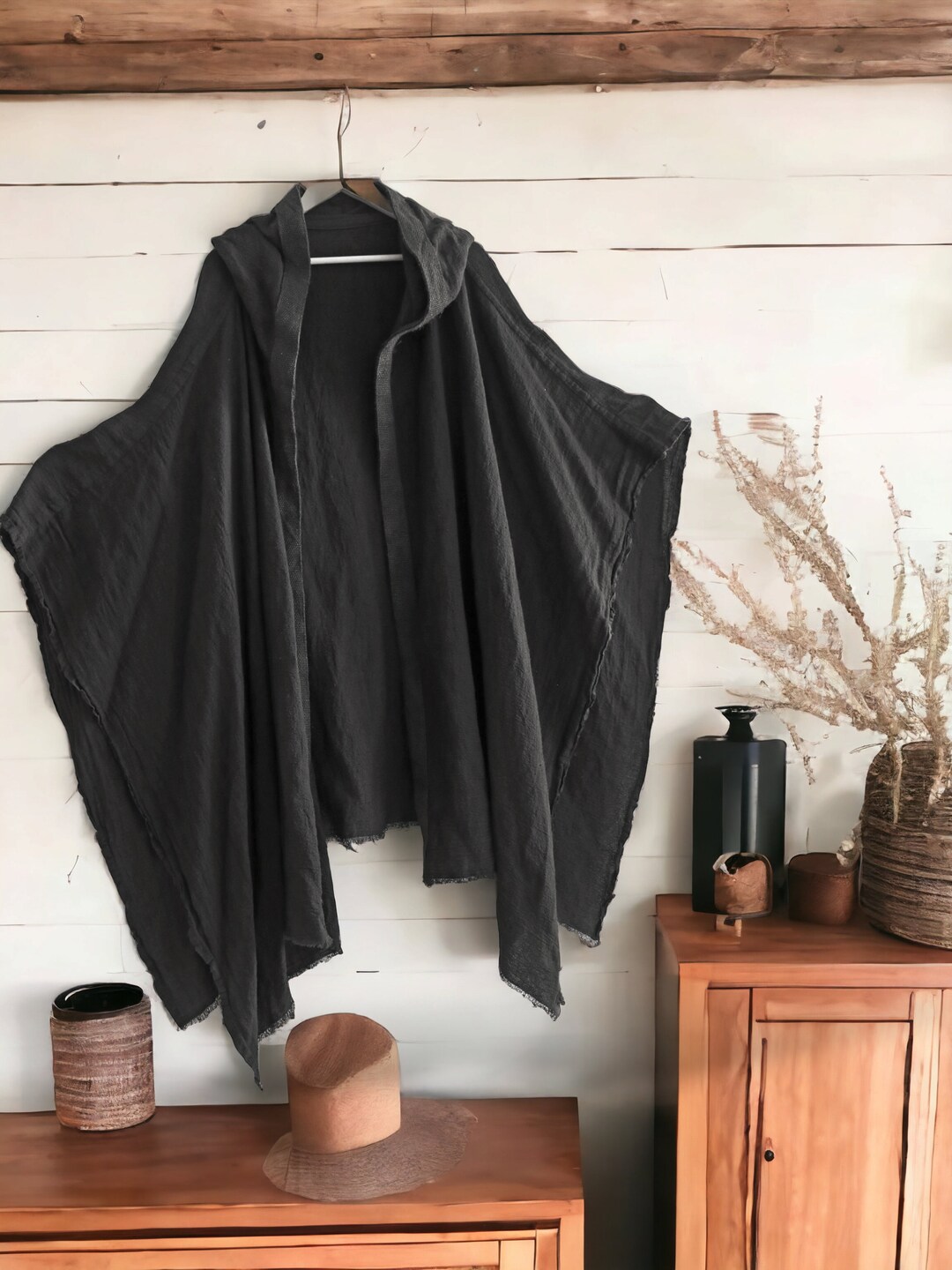 Hemp Hooded Kimono Poncho