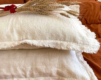Funda de almohada rústica de cáñamo: suave, hipoalergénica y decorativa.