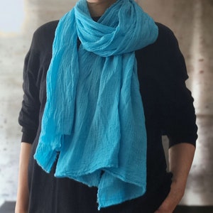 Wrinkled gauze scarf/ Cotton gauze scarf/Handmade scarf/Oversized scarf/Boho scarf/Travel Wrap/Woman Wrap/ Men Scarf