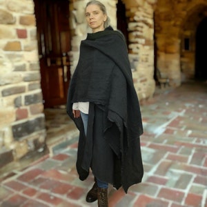 Hemp Cape/Medieval Cape/Hooded Poncho/Hooded Cape/Hemp Jacket/Long Poncho/Hippie Poncho/Boyfriend Gifts
