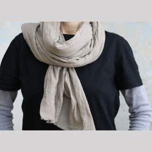 Cotton Gauze Scarf/ Oversized Scarf/Men&#39;s Scarf/Women&#39;s Scarf/Unisex Scarf/Gift for Her/ Boiled Cotton Scarf/Huge Bohemian Style Wrap