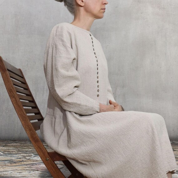Hemp Tunic Dress: Soft Airy Cotton Blend, Crepe Look - Etsy Norway