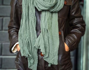 Boiled Cotton Gauze Scarf, Oversized Bohemian Style Wrap