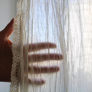 Pure Cotton Gauze Curtains – Airy Ivory Drapes, Rustic Bohemian Decor 59"x94"(150x240 cm)