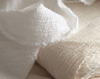 Natural Cotton Gauze Muslin Fabric: Lightweight Summer Clothes, Curtains (50" Wide)