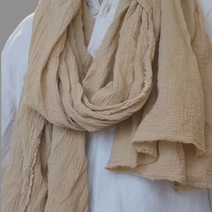 Wrinkled gauze scarf / hand-painted scarf / cotton gauze scarf / women&#39;s scarf / men&#39;s scarf / gift for her / boiled cotton gauze scarf