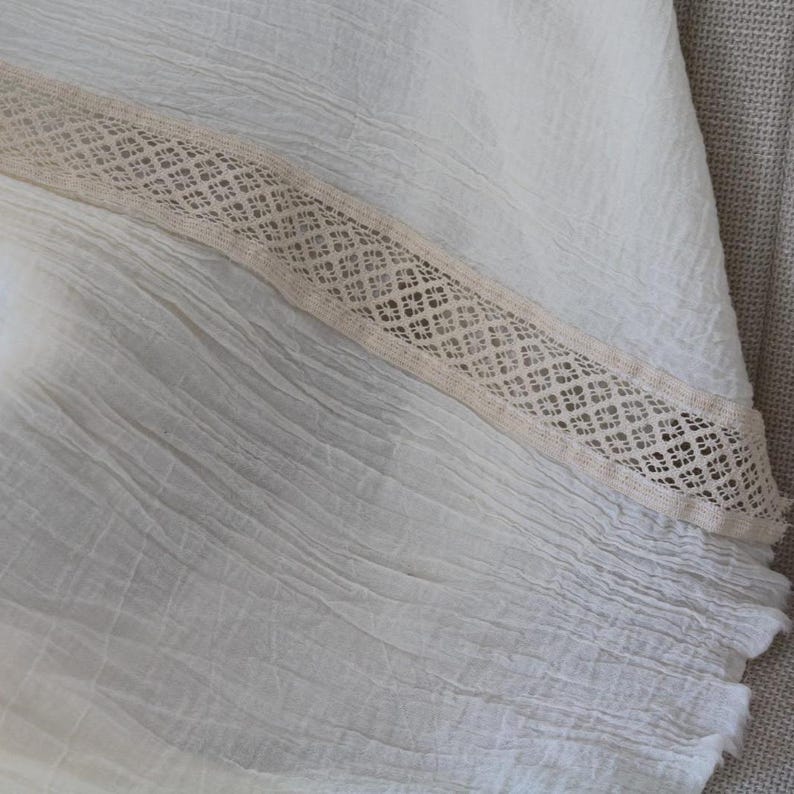 Pure Cotton Gauze Curtains – Airy Ivory Drapes, Rustic Bohemian Decor image 5