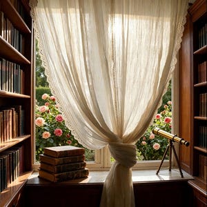 Pure Cotton Gauze Curtains – Airy Ivory Drapes, Rustic Bohemian Decor 79"x108"(200x274 cm)