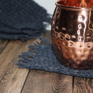 Navy Tweed Mug Rug | Handmade Crochet | Set of 4 | Coasters