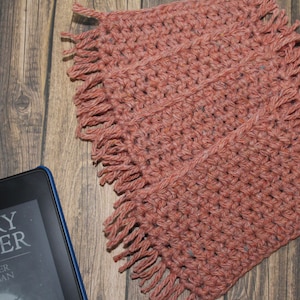 Red Tweed Mug Rug | Handmade Crochet | Set of 4 | Coasters