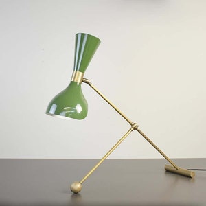 Desk Lamp or Table Lamp in Olivine Enamel & Brass by Blueprint Lighting