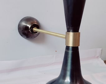 Diabolo Mid Century Black Antique Italian Shade Sputnik Light Brass Wall Sconce Lighting Wall Light