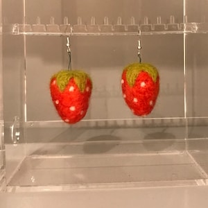 Strawberry Felted Earrings