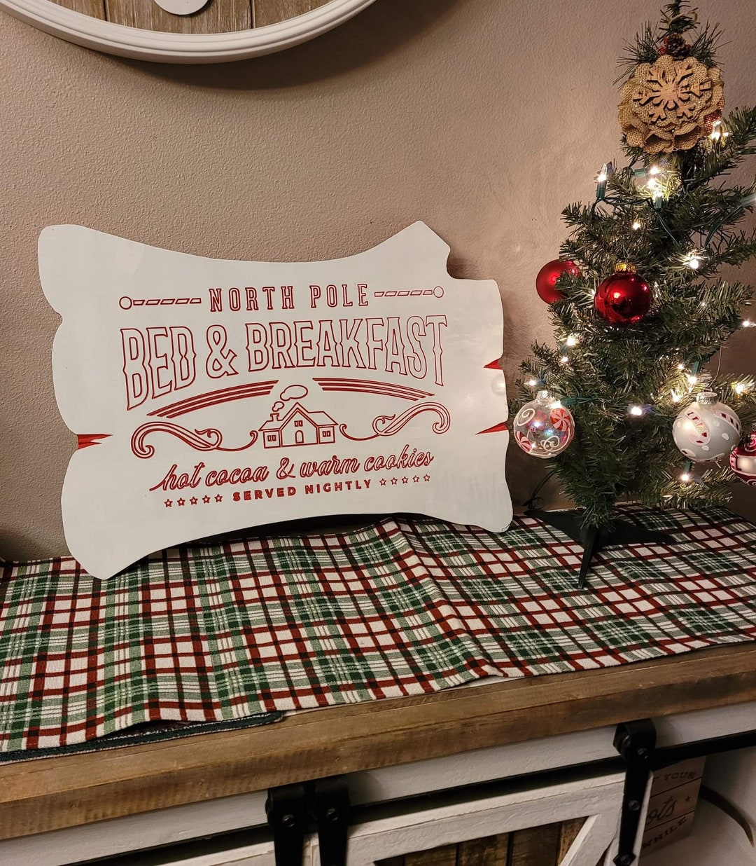 North Pole Bed and Breakfast Christmas Decoration Etsy