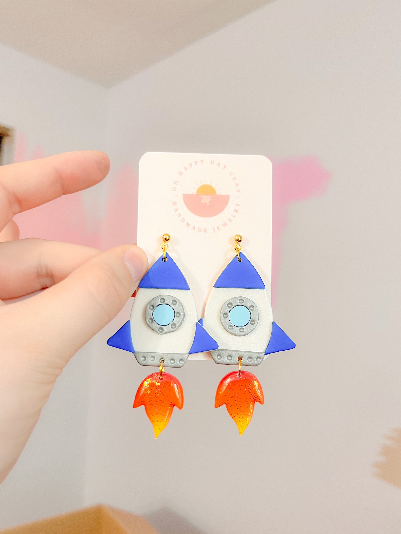 Rocket Ship Dangle Earrings