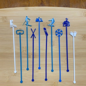 Ski Drink Stir Sticks|Swizzle Sticks|Party Favors|Entertaining|Ski Trip|Ski Resort