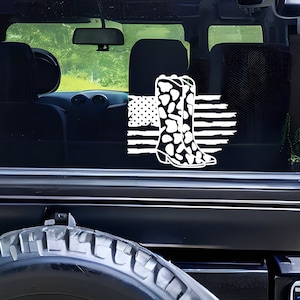 Cowboy Boots Decal, Country Car Window Sticker, Distressed American Flag Cowgirl Sticker, Cowgirl Western Car Accessories, Window Car Decor